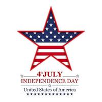 stella del giorno dell'indipendenza stati uniti d'america. 4 luglio festa dell'indipendenza stella americana con bandiera nazionale. vettore
