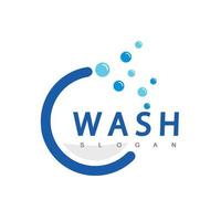 modello di progettazione del logo di lavaggio, adatto per autolavaggio, lavaggio a mano, lavanderia o altre icone di attività di lavaggio vettore