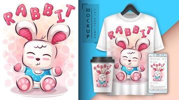 poster e merchandising di teddy rabbit. vettore