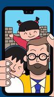 illustrazioni del ritratto del selfie della famiglia felice della festa del papà vettore