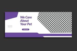 modello di copertina per social media per animali domestici, design di banner web, modello di social media, vettore gratuito
