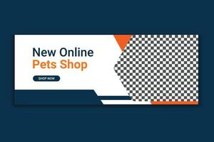 modello di copertina per social media per animali domestici, design di banner web, modello di social media, vettore gratuito