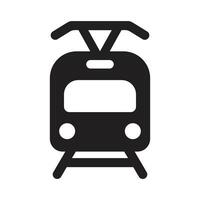 eps10 vettore nero tram icona o logo in semplice stile moderno piatto e alla moda isolato su priorità bassa bianca