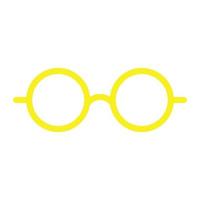 eps10 vettore giallo occhiali rotondi icona o logo in semplice stile piatto e moderno alla moda isolato su sfondo bianco