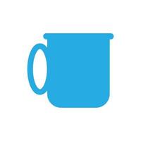 eps10 vettore blu tazza di caffè icona o logo solido in semplice stile moderno piatto e alla moda isolato su priorità bassa bianca