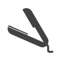 icona nera glifo per piastra per capelli vettore