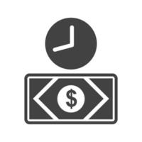 icona nera del glifo della valuta basata sul tempo vettore