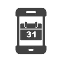 icona nera del glifo dell'app calendario vettore