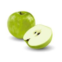 mela verde pieno e mezzo vettore