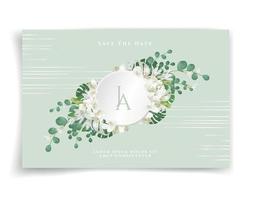 carta di nozze floreale o carta di invito su sfondo verde vettore