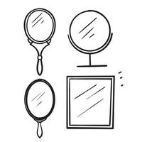 vettore di illustrazione dello specchio doodle disegnato a mano isolato