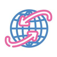 illustrazione vettoriale dell'icona a colori della freccia della globalizzazione della società internazionale
