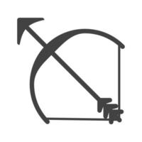 icona nera del glifo di tiro con l'arco vettore