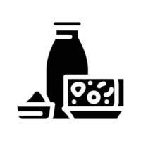 illustrazione vettoriale dell'icona del glifo di prodotti lattiero-caseari di latte e formaggio