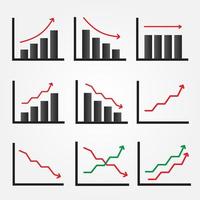 set di icone del grafico con le frecce vettore