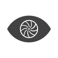 icona nera del glifo dell'occhio vettore