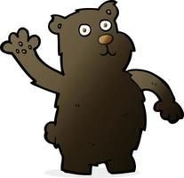 cartone animato sventolando orso nero vettore