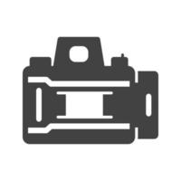 icona nera del glifo della fotocamera aperta vettore