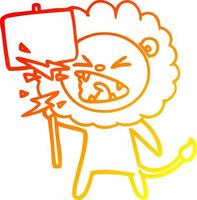caldo gradiente disegno cartone animato leone ruggente manifestante vettore