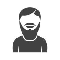 uomo con barba lunga glifo icona nera vettore