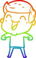 arcobaleno gradiente linea disegno cartone animato uomo che ride vettore