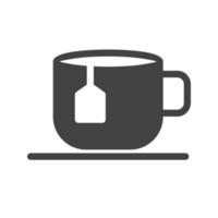 icona nera del glifo della tazza di tè vettore
