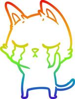 arcobaleno gradiente linea disegno piangendo cartone animato gatto vettore