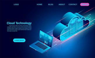 concetto di tecnologia cloud e laptop vettore