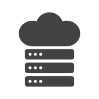 icona nera del glifo dati cloud e server vettore
