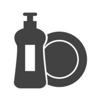 icona nera del glifo del sapone per piatti vettore