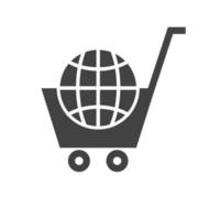 icona nera del glifo dello shopping globale vettore
