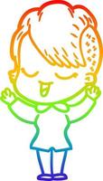 arcobaleno gradiente di disegno ragazza felice del fumetto vettore