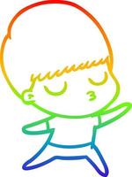 arcobaleno gradiente linea disegno cartone animato ragazzo calmo vettore