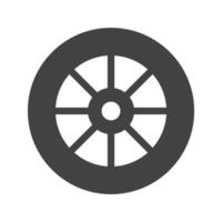 icona nera del glifo della ruota vettore