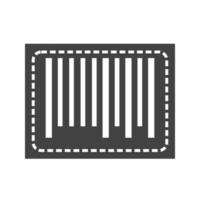 icona nera del glifo del codice a barre di taglio vettore