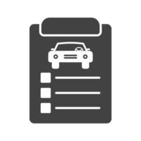 icona nera del glifo della lista di controllo degli articoli dell'auto vettore