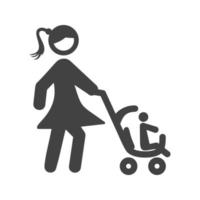 madre che cammina bambino glifo icona nera vettore