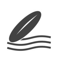 icona nera del glifo di surf vettore