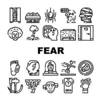 set di icone di raccolta di problemi di paura fobia vettore