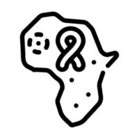 il continente africano aiuta l'illustrazione del vettore dell'icona della linea del problema della malattia dell'hiv