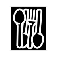 illustrazione vettoriale dell'icona del glifo con cucchiaio e forchetta da cucina