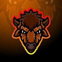 design del logo esport della mascotte della testa di bisonte vettore