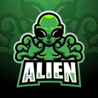 design del logo esport della mascotte aliena vettore