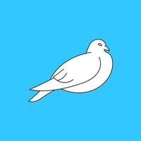 illustrazione di arte linea colomba bianca su sfondo blu. bei piccioni fede e simbolo di amore. vettore
