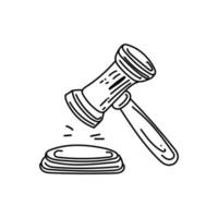 un simbolo di legge e giustizia, un doodle disegnato a mano in stile schizzo. il martelletto in tribunale. giustizia. semplice illustrazione vettoriale