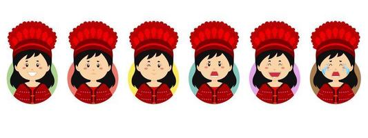 avatar taiwanese con varie espressioni vettore