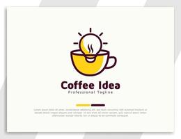 concetto di logo di idea del caffè con l'illustrazione della lampadina vettore