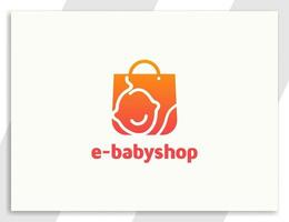logo del negozio online per bambini con design della borsa della spesa vettore
