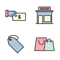 centri commerciali, set di vendita al dettaglio icona simbolo modello per grafica e web design collezione logo illustrazione vettoriale