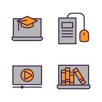 istruzione in linea. e-learning set icona simbolo modello per grafica e web design raccolta logo illustrazione vettoriale